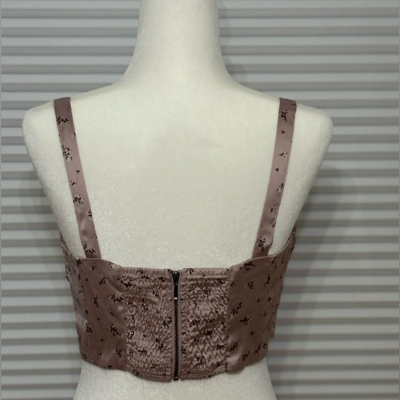 🔥GARAGE Crop/Cami Light Mauve with Floral Print womens size small lightly used - Picture 4 of 5